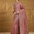 Peach ethnic motifs embroidered saree with blouse piece