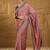 Peach ethnic motifs embroidered saree with blouse piece