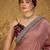 Peach ethnic motifs embroidered saree with blouse piece