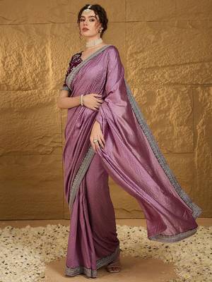 Mauve polka dot embroidered saree 3