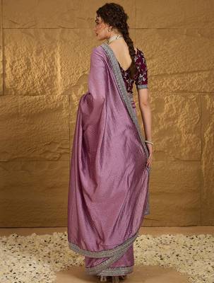 Mauve polka dot embroidered saree 4