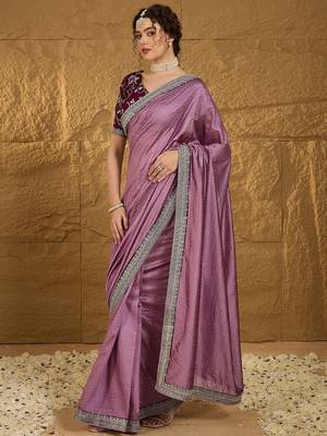 Mauve polka dot embroidered saree 5