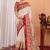 Cream ethnic motifs silk blend saree