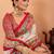 Cream ethnic motifs silk blend saree