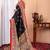 Black ethnic motifs silk blend tussar saree