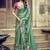 Sea green ethnic motifs embroidered silk blend heavy work saree