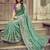 Sea green ethnic motifs embroidered silk blend heavy work saree