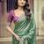 Sea green ethnic motifs embroidered silk blend heavy work saree