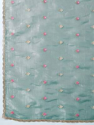 purple embellished sequinned organza saree 5