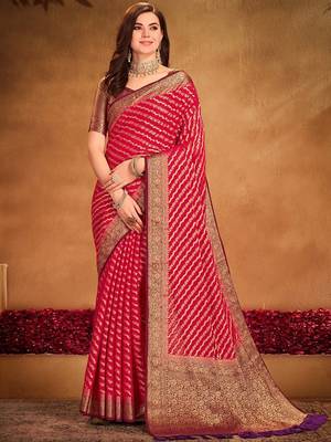 red ethnic motifs zari georgette kanjeevaram saree 1