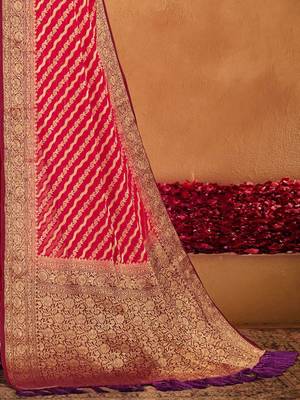 red ethnic motifs zari georgette kanjeevaram saree 5