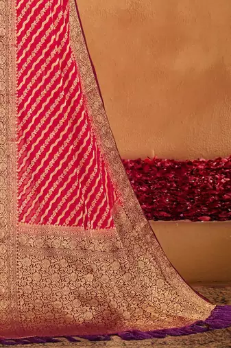 red ethnic motifs zari georgette kanjeevaram saree