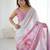 pink floral beads and stones georgette designer saree with matching blouse