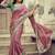 Pink ethnic motifs embroidered silk blend heavy work saree