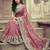 Pink ethnic motifs embroidered silk blend heavy work saree