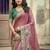 Pink ethnic motifs embroidered silk blend heavy work saree