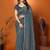 Teal embellished embroidered tissue heavy work saree