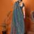 Teal embellished embroidered tissue heavy work saree