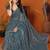 Teal embellished embroidered tissue heavy work saree