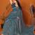 Teal embellished embroidered tissue heavy work saree