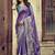 Purple ethnic motifs embroidered silk blend heavy work saree