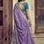 Purple ethnic motifs embroidered silk blend heavy work saree
