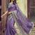 Purple ethnic motifs embroidered silk blend heavy work saree
