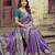 Purple ethnic motifs embroidered silk blend heavy work saree