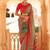 Red ethnic motifs printed ikat saree