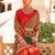 Red ethnic motifs printed ikat saree