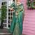 green ethnic motifs woven design zari detail kanjeevaram saree