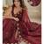 maroon ethnic motifs beads and stones satin heavy work saree