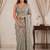 sea green ethnic motifs beads and stones satin designer saree