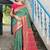turquoise blue & pink ethnic motifs woven design zari kanjeevaram saree
