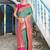 turquoise blue & pink ethnic motifs woven design zari kanjeevaram saree