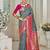 pink & green ethnic motifs woven design zari art silk blend kanjeevaram saree
