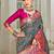 pink & green ethnic motifs woven design zari art silk blend kanjeevaram saree