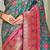 pink & green ethnic motifs woven design zari art silk blend kanjeevaram saree