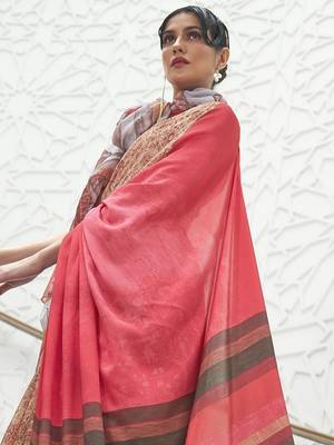 beige floral printed crepe bagru saree 2