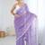 lavender women lavendar embellished beads & stones chiffon designer saree