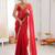 Red ombre sequinned tissue saree