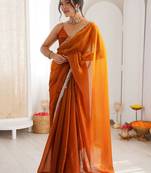 Orange sequinned tissue saree