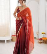 Multicolor ombre sequinned tissue saree