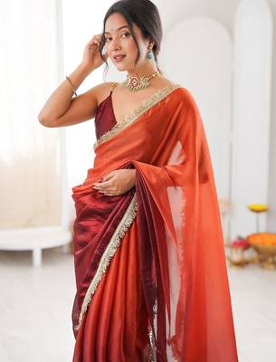 Multicolor ombre sequinned tissue saree 2