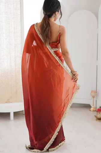 Multicolor ombre sequinned tissue saree