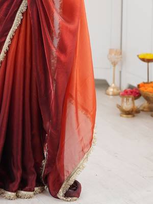 Multicolor ombre sequinned tissue saree 4