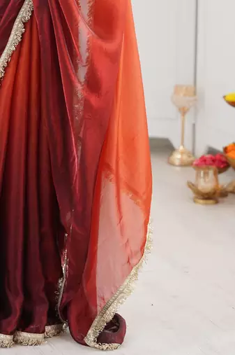 Multicolor ombre sequinned tissue saree