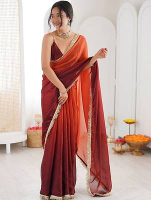 Multicolor ombre sequinned tissue saree 5