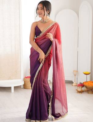 Multicolor ombre zari tissue designer saree 1