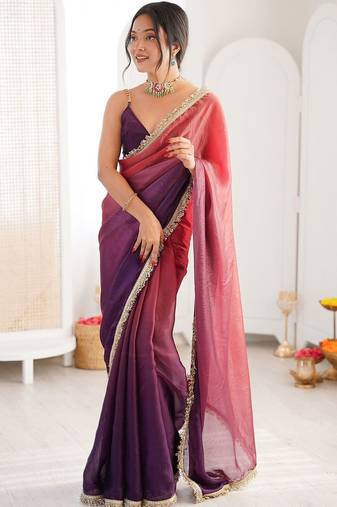 Multicolor ombre zari tissue designer saree